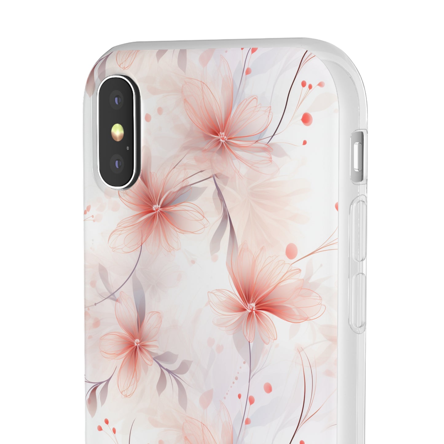 Whispering Petals: Subtle Grey & Pastel Red Gradient Phone Case