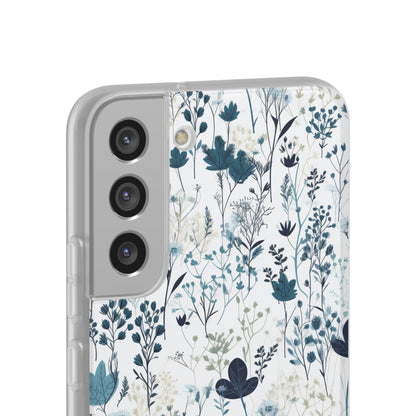 Serene Blue Wildflower Phone Case - Elegant White Background Design - Spring Collection - Flexi Cases Phone Case Pattern Symphony   