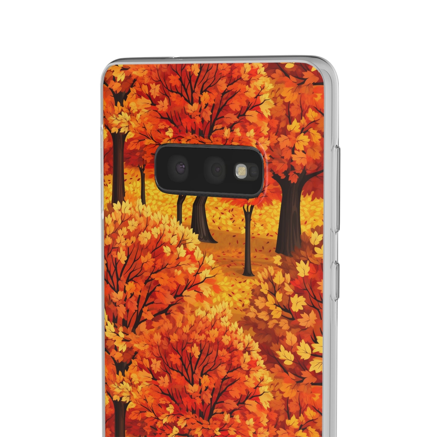 Impasto-Style Woodlands: High-Contrast Autumn Foliage - Flexible Phone Case