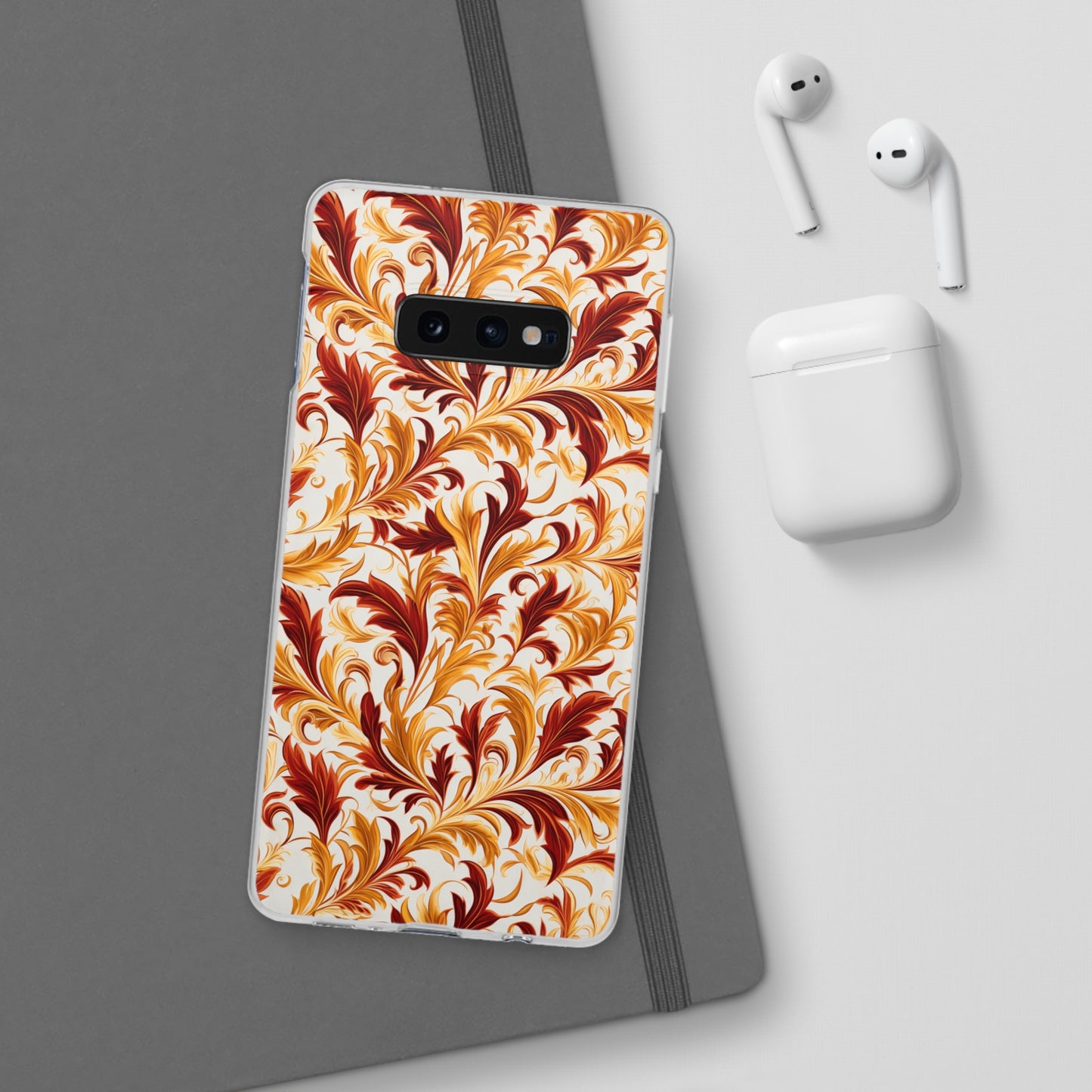 Swirling Autumn: Vortexes of Fall Foliage in Gold and Bronze - Flexible Phone Case