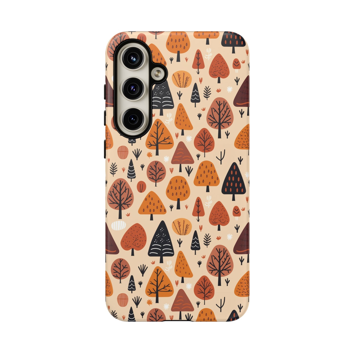 Terracotta Tree Tapestry: A Playful Autumn Mosaic - Tough Phone Case