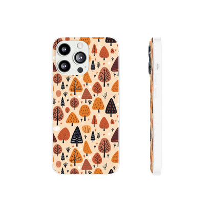 Terracotta Tree Tapestry: A Playful Autumn Mosaic - Flexible Phone Case