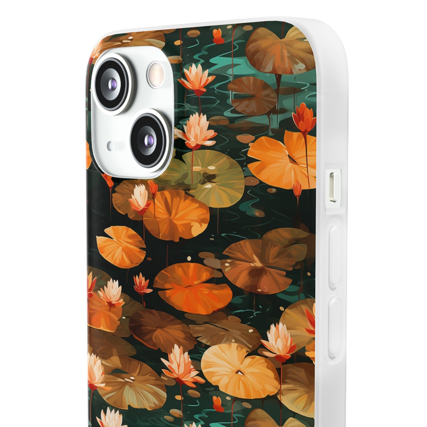 Orange Lotus Whisper: Autumn on the Water - Flexible Phone Case