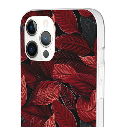 Scarlet Whispers: Lush Autumn Colours in Botanical Bliss - Flexible Phone Case