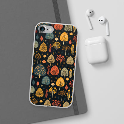 Mid-Century Mosaic: Dappled Leaves and Folk Imagery - Flexible Phone Case