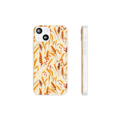 Golden Harvest: An Autumn Collage of Wheat and Berries - Flexible Phone Case