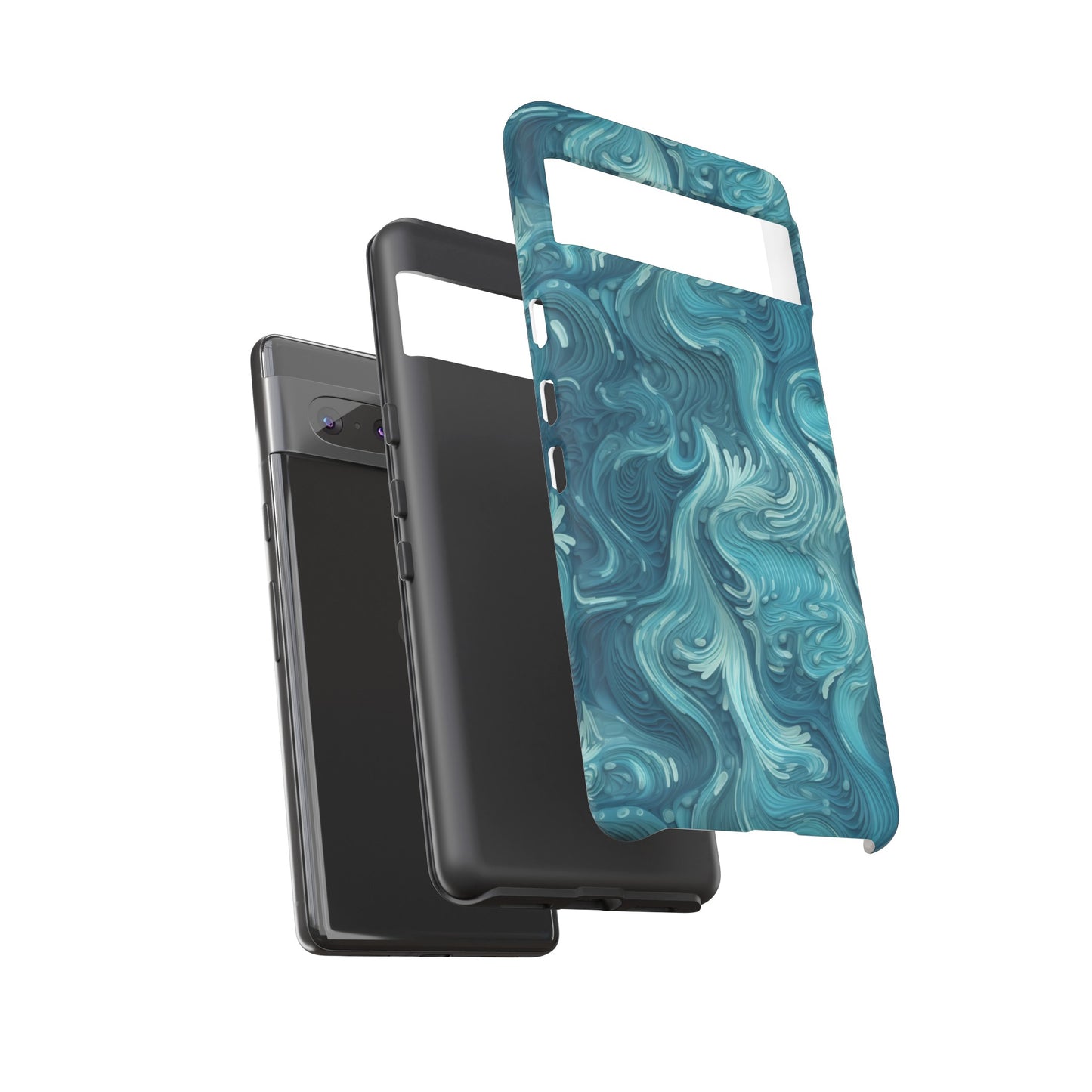 Azure Depths: Layered Blue Topographic Design Tough Phone Case