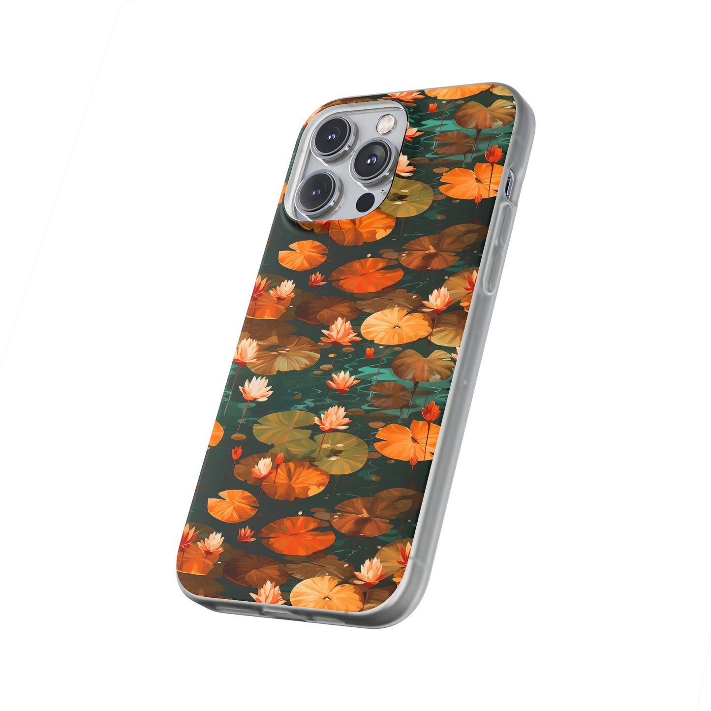 Orange Lotus Whisper: Autumn on the Water - Flexible Phone Case