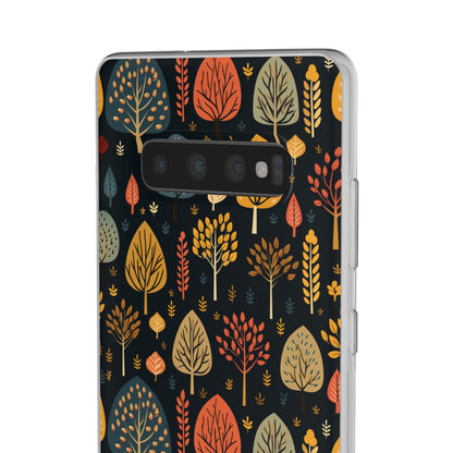 Mid-Century Mosaic: Dappled Leaves and Folk Imagery - Flexible Phone Case