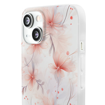 Whispering Petals: Subtle Grey & Pastel Red Gradient Phone Case