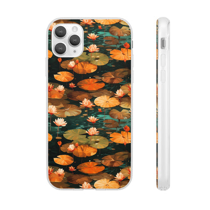 Orange Lotus Whisper: Autumn on the Water - Flexible Phone Case