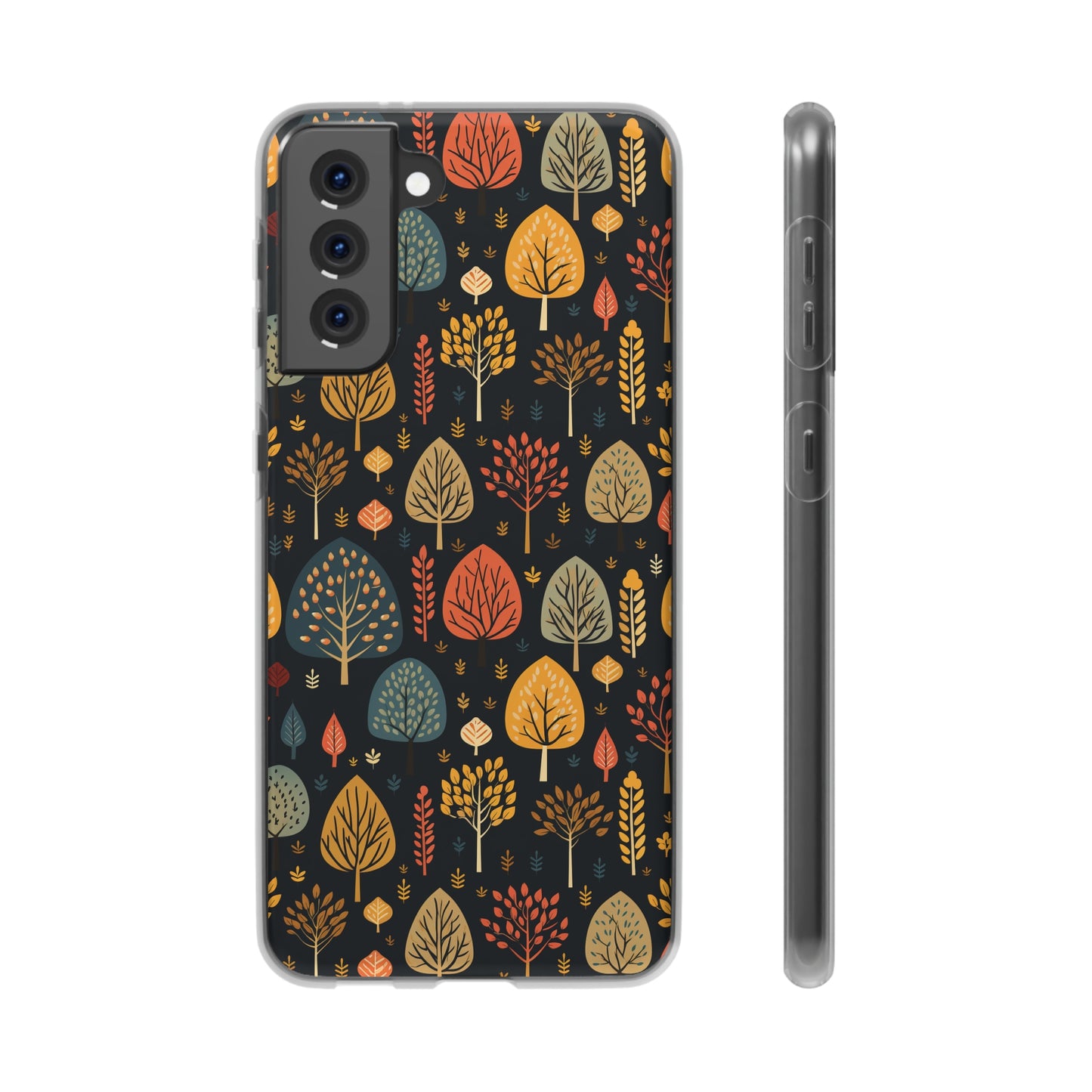 Mid-Century Mosaic: Dappled Leaves and Folk Imagery - Flexible Phone Case