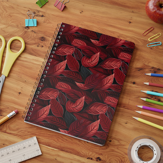 Scarlet Whispers: Lush Autumn Colours in Botanical Bliss - Notebook (A5)