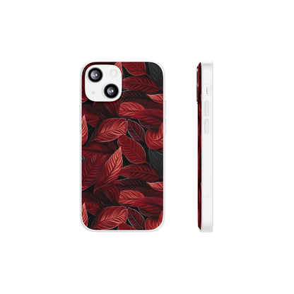 Scarlet Whispers: Lush Autumn Colours in Botanical Bliss - Flexible Phone Case