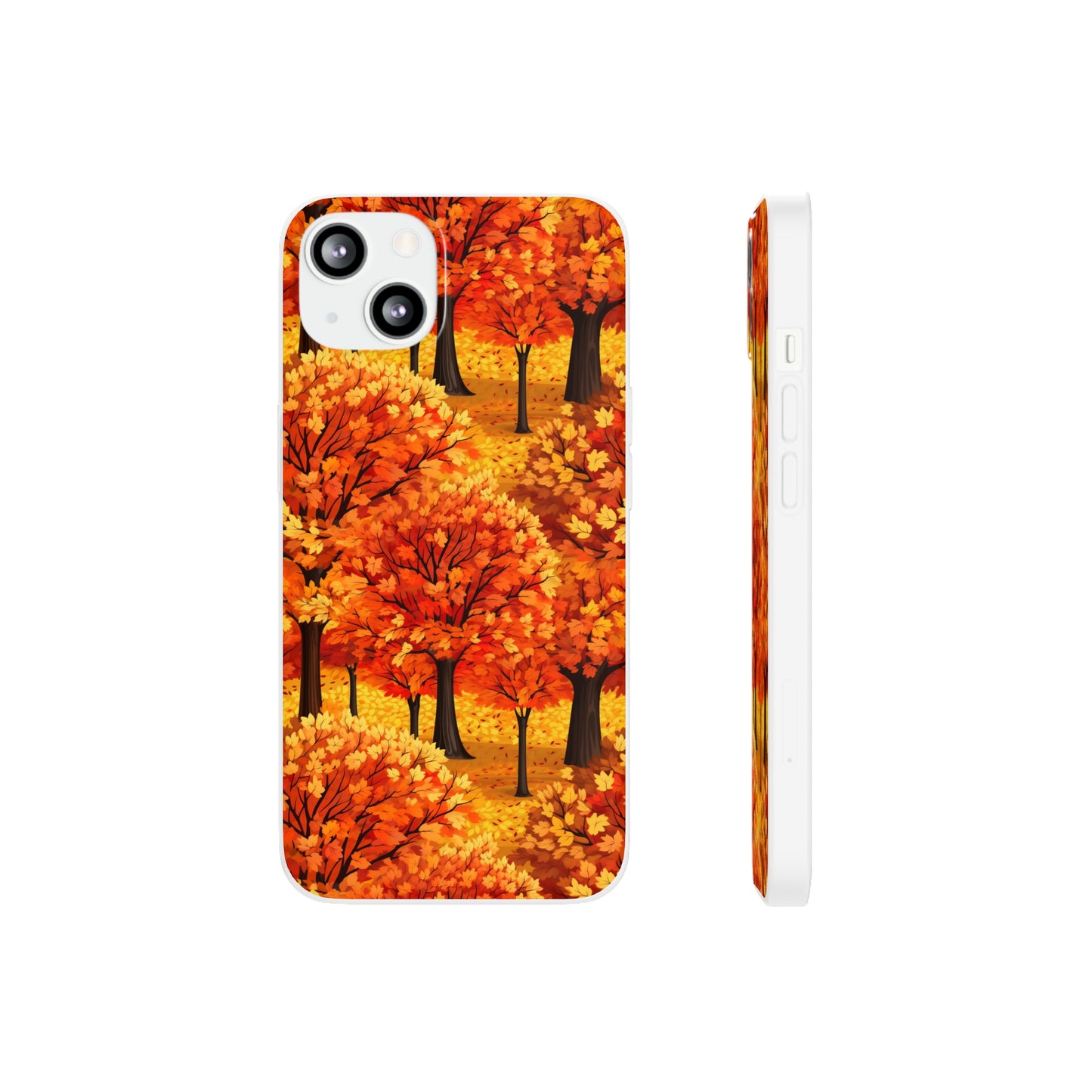 Impasto-Style Woodlands: High-Contrast Autumn Foliage - Flexible Phone Case