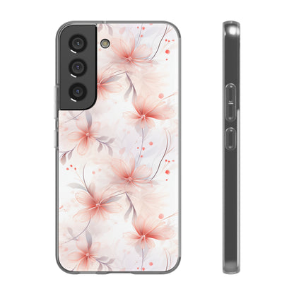 Whispering Petals: Subtle Grey & Pastel Red Gradient Phone Case