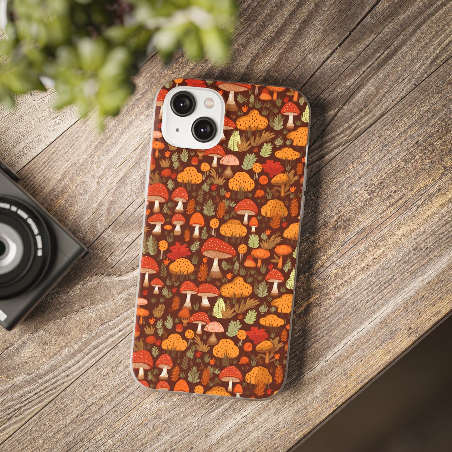 Autumn Spore Wonderland: Enchanting Mushroom and Leaf Designs - Flexible Phone Case