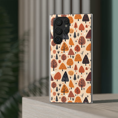 Terracotta Tree Tapestry: A Playful Autumn Mosaic - Flexible Phone Case