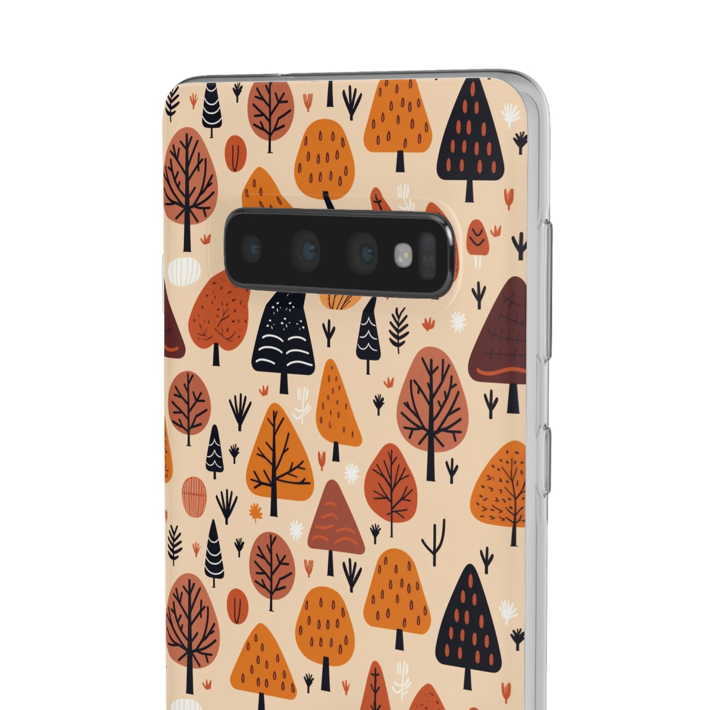 Terracotta Tree Tapestry: A Playful Autumn Mosaic - Flexible Phone Case