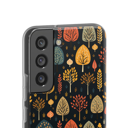 Mid-Century Mosaic: Dappled Leaves and Folk Imagery - Flexible Phone Case