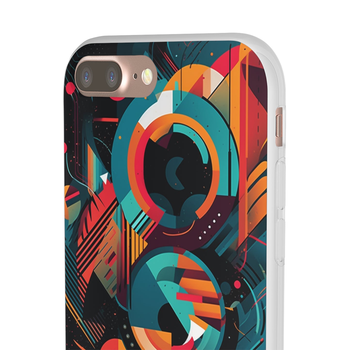 Vibrant Geometric Fusion Phone Case - Bold Squares & Circles Design - Flexi Cases Phone Case Pattern Symphony   