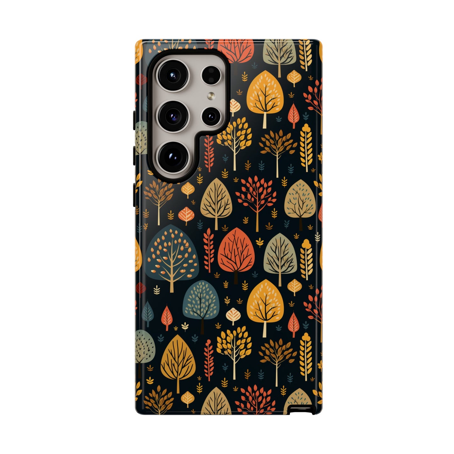 Mid-Century Mosaic: Dappled Leaves and Folk Imagery - Tough Phone Case