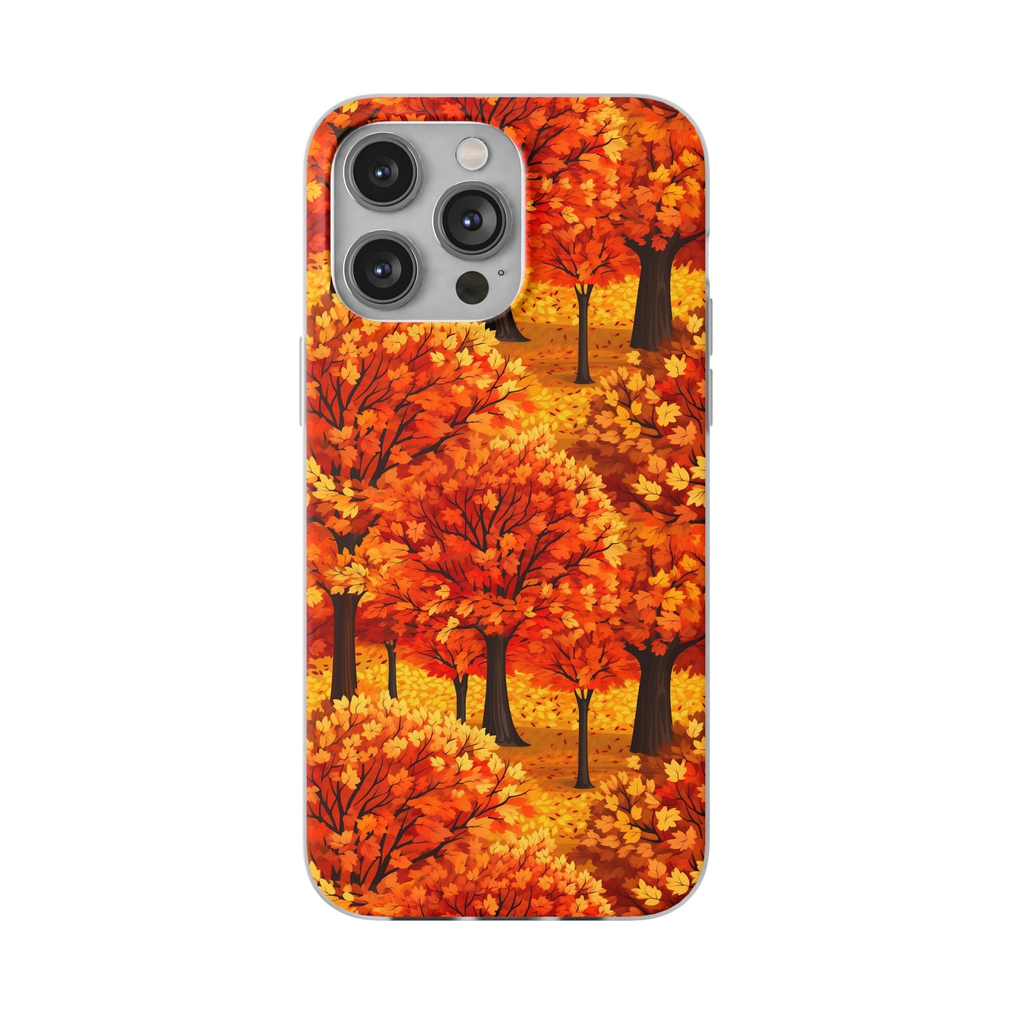 Impasto-Style Woodlands: High-Contrast Autumn Foliage - Flexible Phone Case