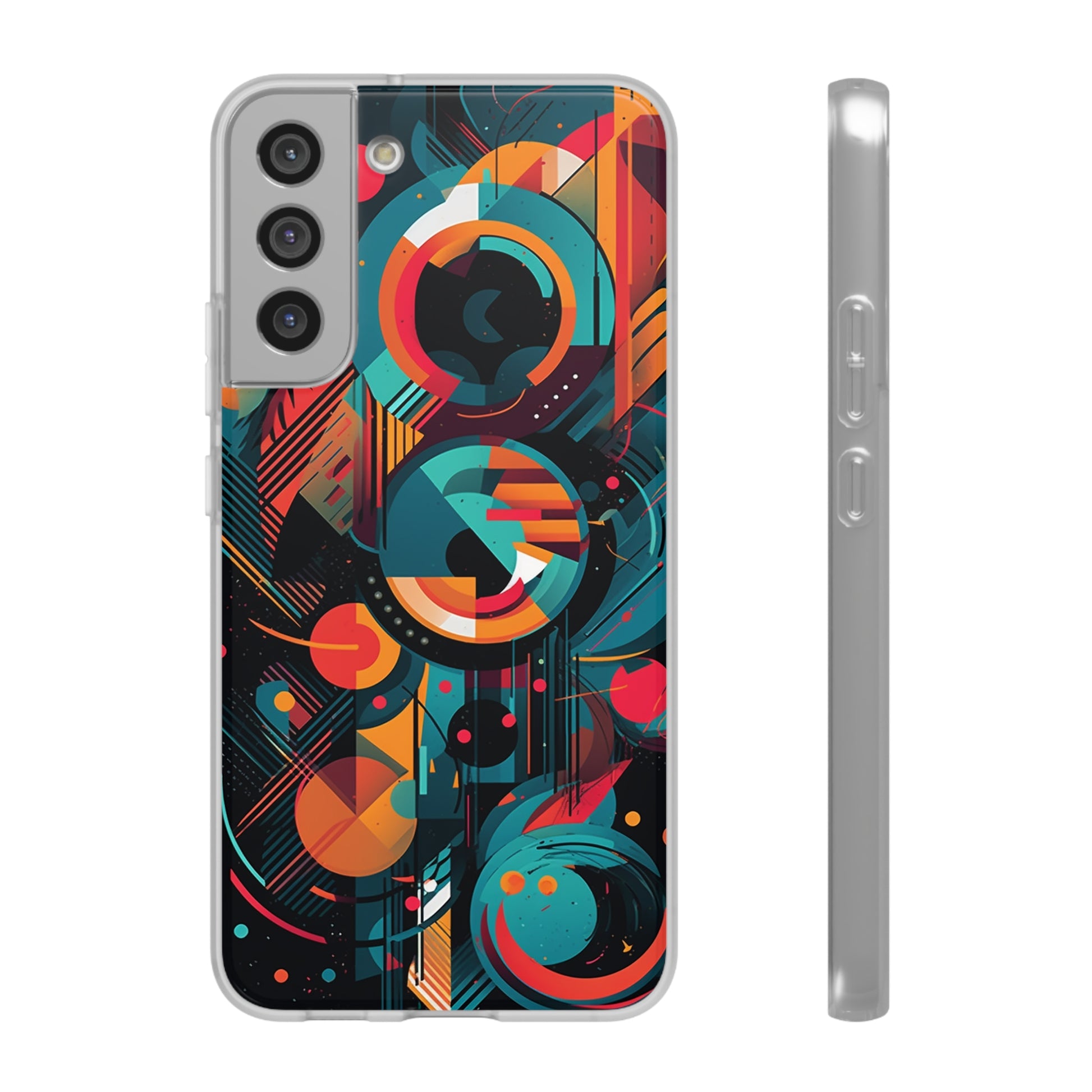 Vibrant Geometric Fusion Phone Case - Bold Squares & Circles Design - Flexi Cases Phone Case Pattern Symphony   