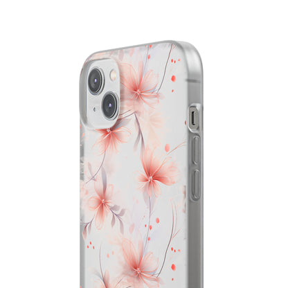 Whispering Petals: Subtle Grey & Pastel Red Gradient Phone Case