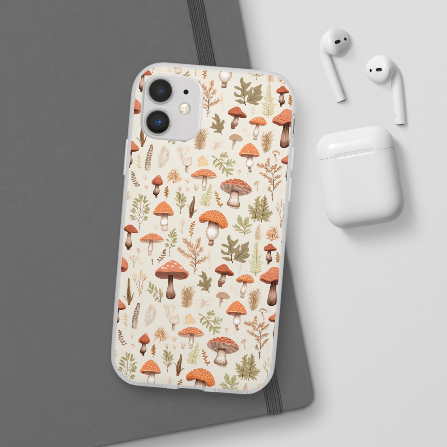 Mushroom Haven - Autumnal Tones Botanical illustration - Flexible Phone Case