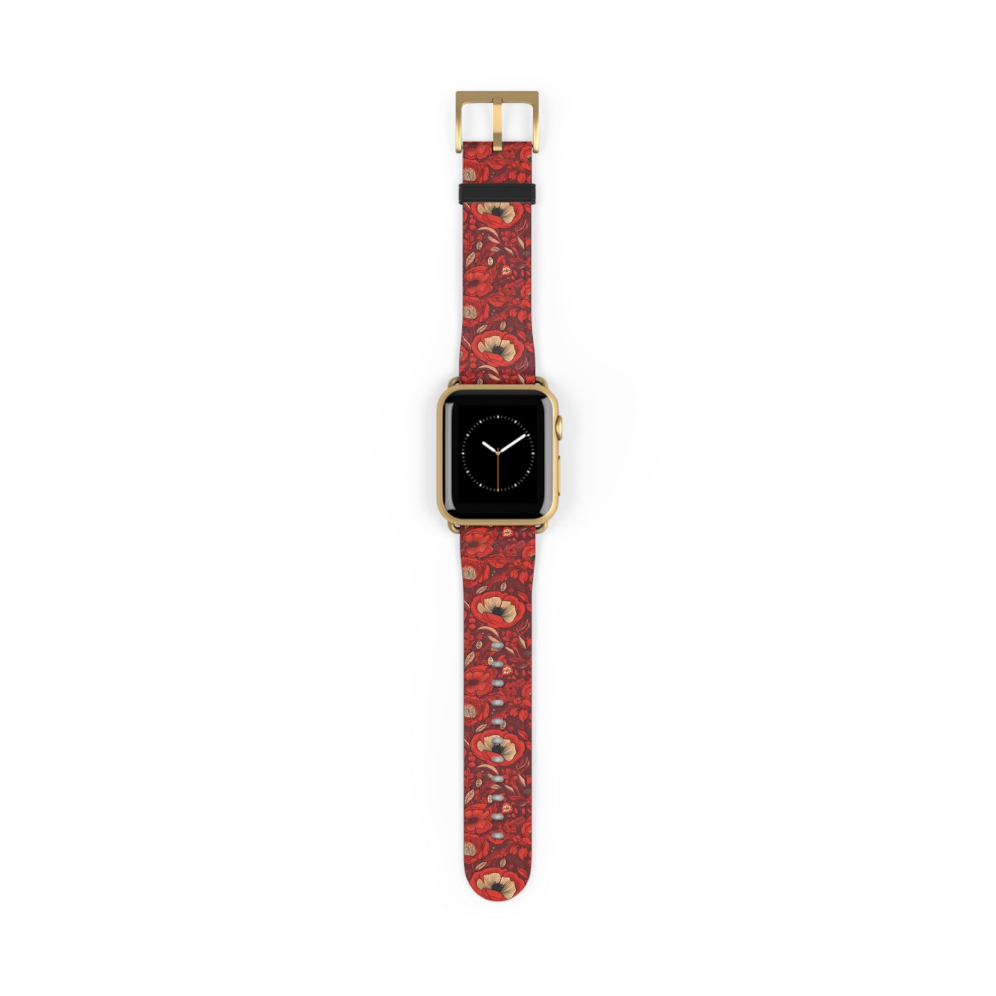 Radiant Spring Blossoms - Vibrant Red Floral Design - Apple Watch Strap