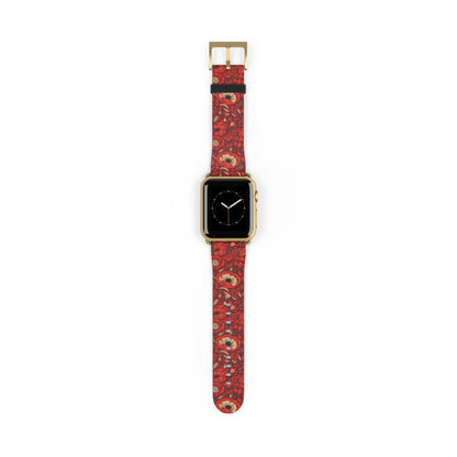 Radiant Spring Blossoms - Vibrant Red Floral Design - Apple Watch Strap