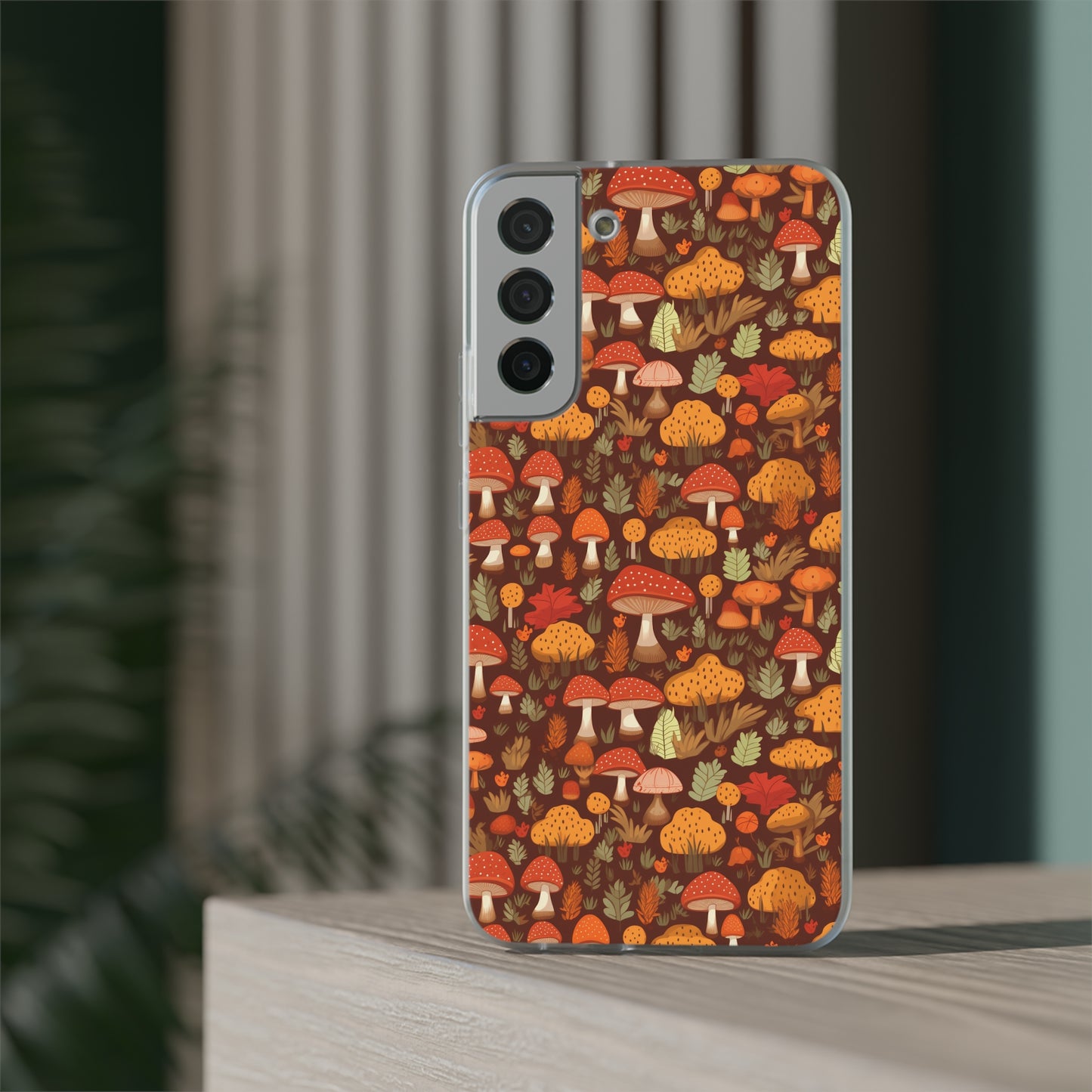 Autumn Spore Wonderland: Enchanting Mushroom and Leaf Designs - Flexible Phone Case