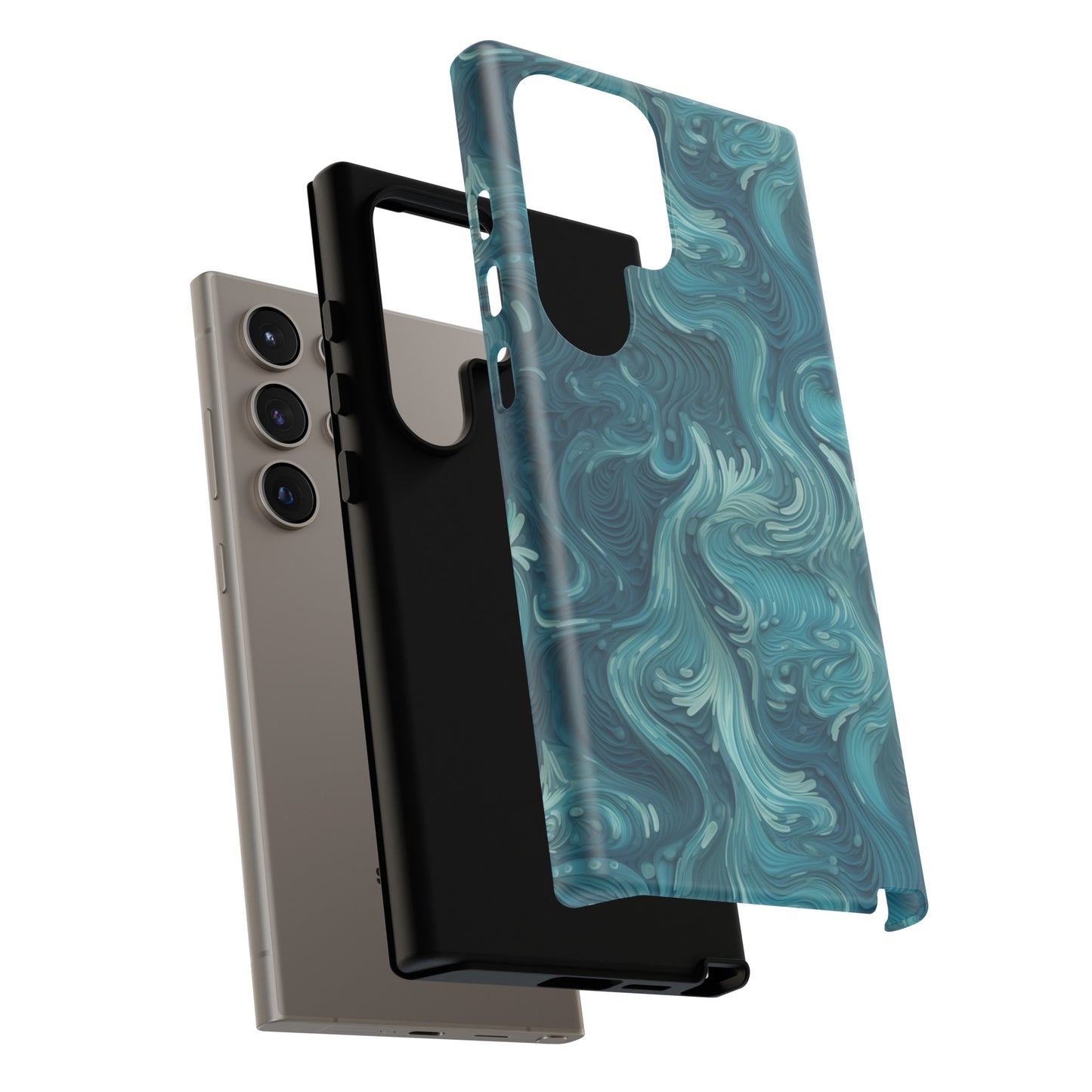 Azure Depths: Layered Blue Topographic Design Tough Phone Case