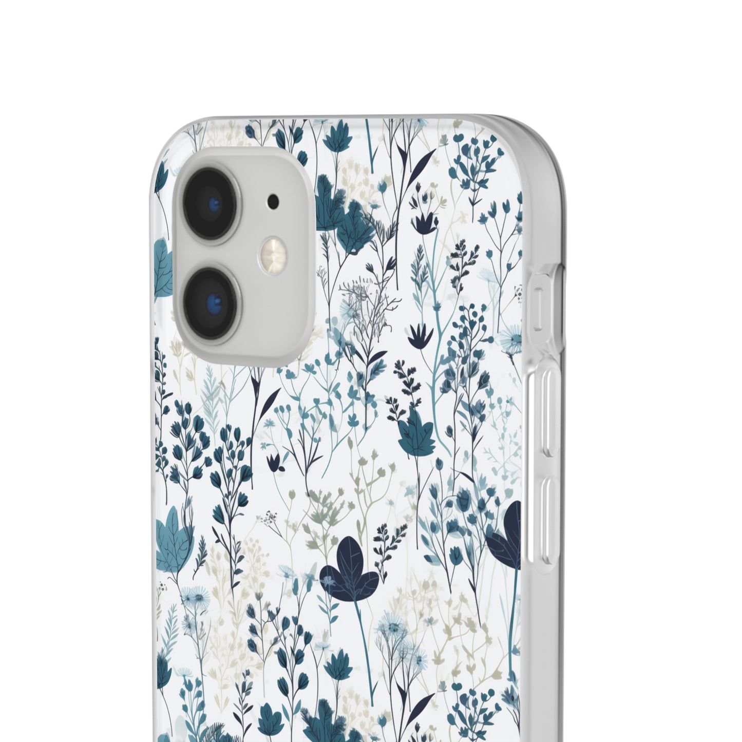 Serene Blue Wildflower Phone Case - Elegant White Background Design - Spring Collection - Flexi Cases Phone Case Pattern Symphony   