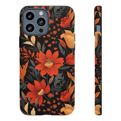 Autumn Blossom Noir: A Dark Floral Canvas Tough Case