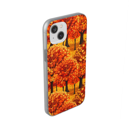 Impasto-Style Woodlands: High-Contrast Autumn Foliage - Flexible Phone Case