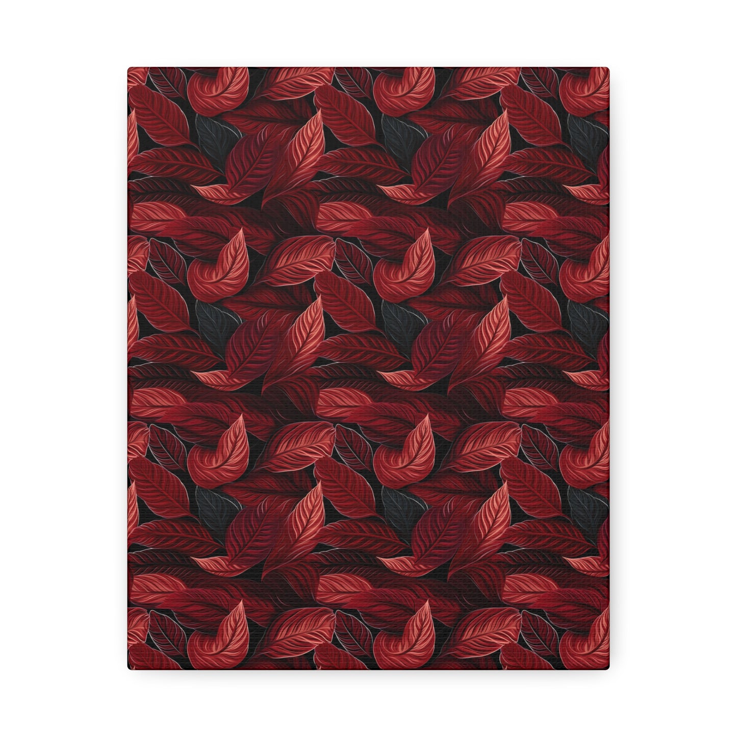 Scarlet Whispers: Lush Autumn Colours in Botanical Bliss - Satin Canvas, Stretched