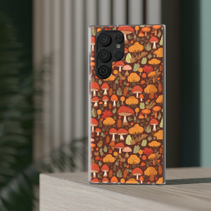 Autumn Spore Wonderland: Enchanting Mushroom and Leaf Designs - Flexible Phone Case