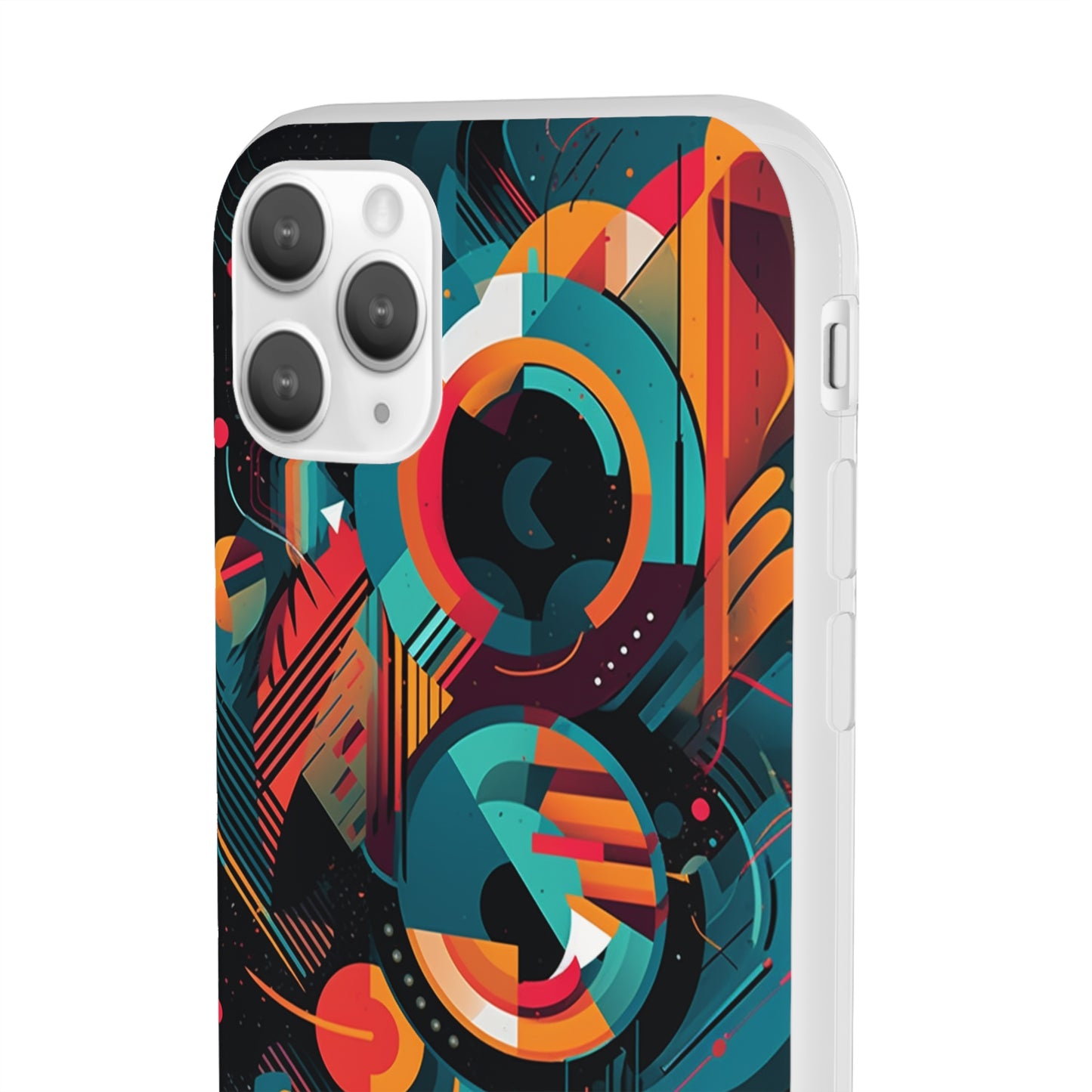 Vibrant Geometric Fusion Phone Case - Bold Squares & Circles Design - Flexi Cases Phone Case Pattern Symphony   