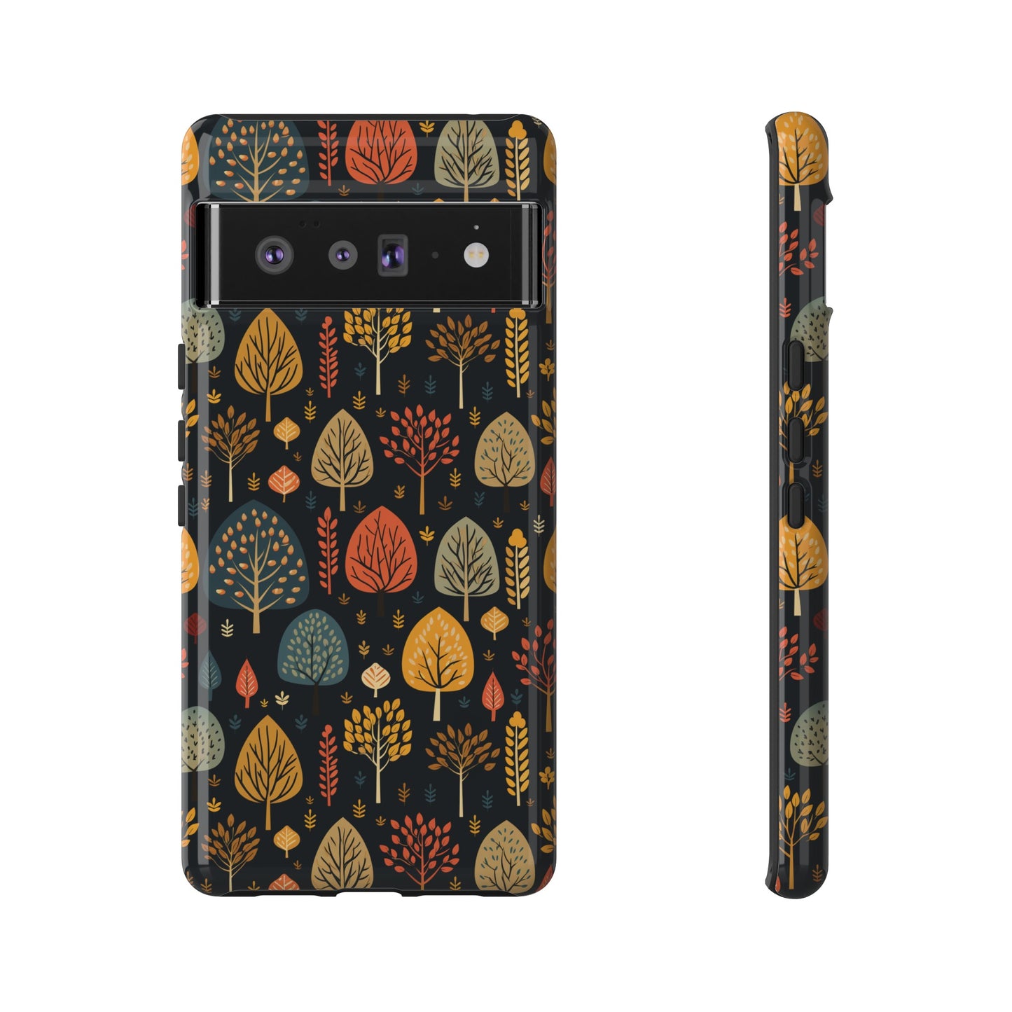 Mid-Century Mosaic: Dappled Leaves and Folk Imagery - Tough Phone Case