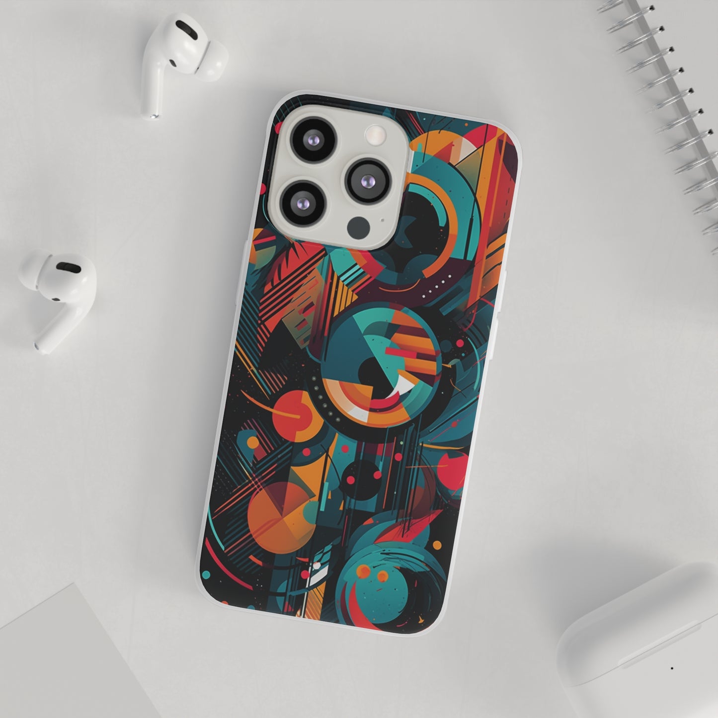 Vibrant Geometric Fusion Phone Case - Bold Squares & Circles Design - Flexi Cases Phone Case Pattern Symphony iPhone 13 Pro with gift packaging  