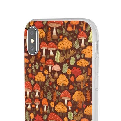 Autumn Spore Wonderland: Enchanting Mushroom and Leaf Designs - Flexible Phone Case