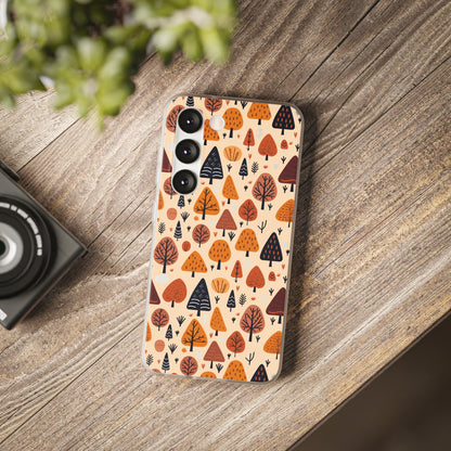 Terracotta Tree Tapestry: A Playful Autumn Mosaic - Flexible Phone Case