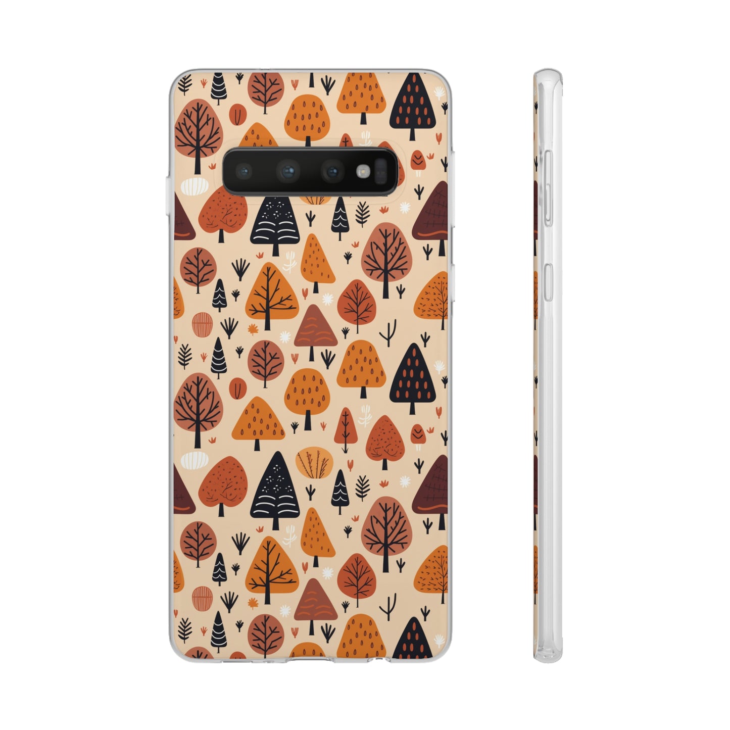 Terracotta Tree Tapestry: A Playful Autumn Mosaic - Flexible Phone Case