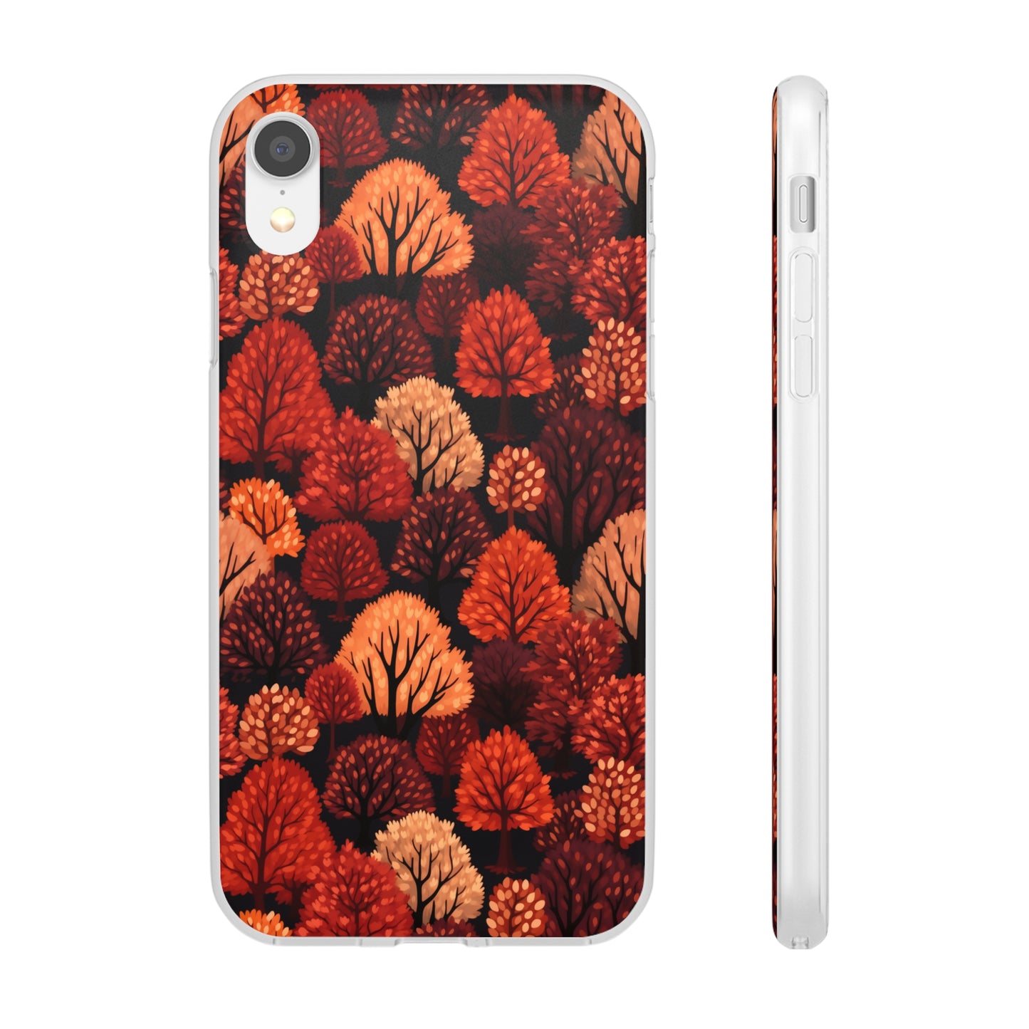 Crimson Forest: Autumn Trees in Vibrant Detail - Flexible Phone Case