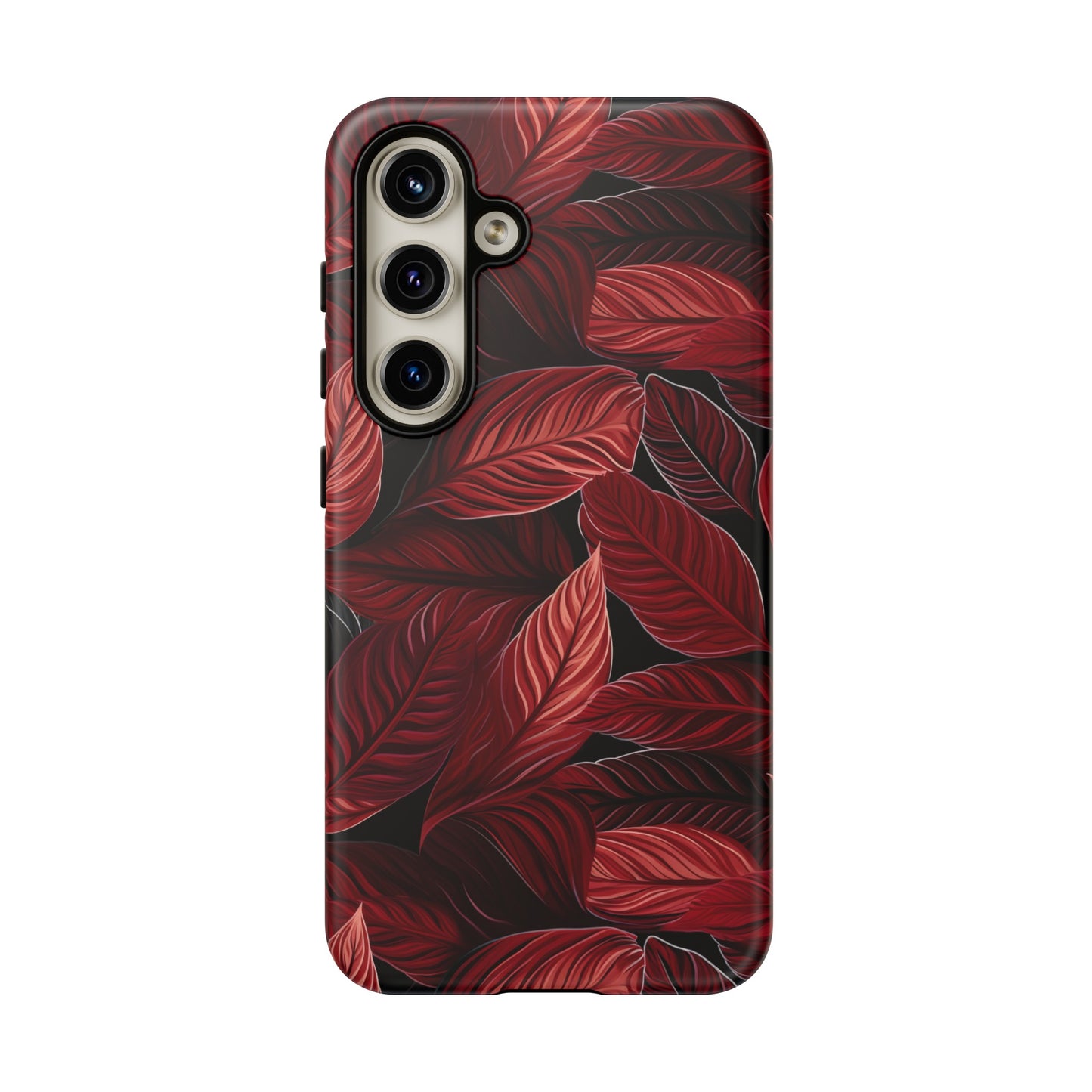 Scarlet Whispers: Lush Autumn Colours in Botanical Bliss - Tough Phone Case