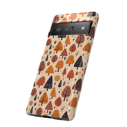 Terracotta Tree Tapestry: A Playful Autumn Mosaic - Tough Phone Case