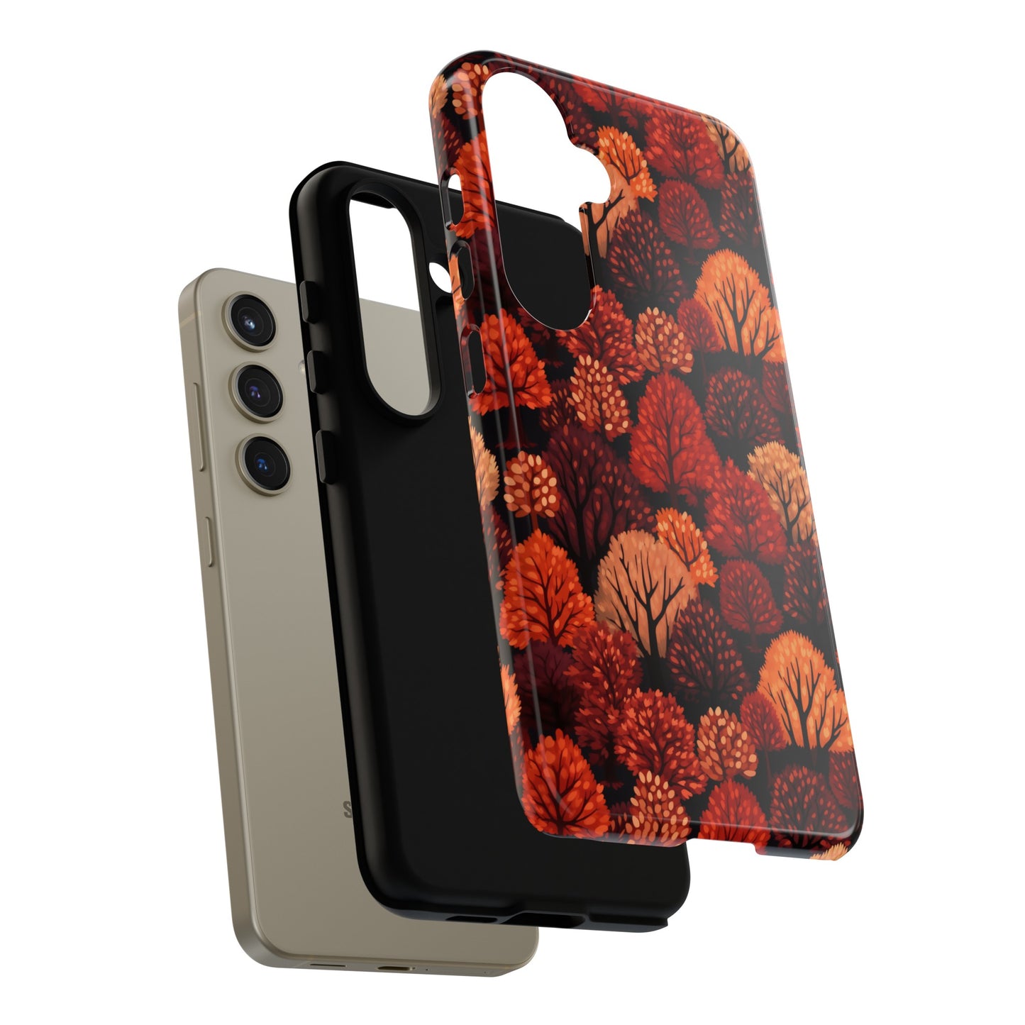 Crimson Forest: Autumn Trees in Vibrant Detail - Tough Phone Case