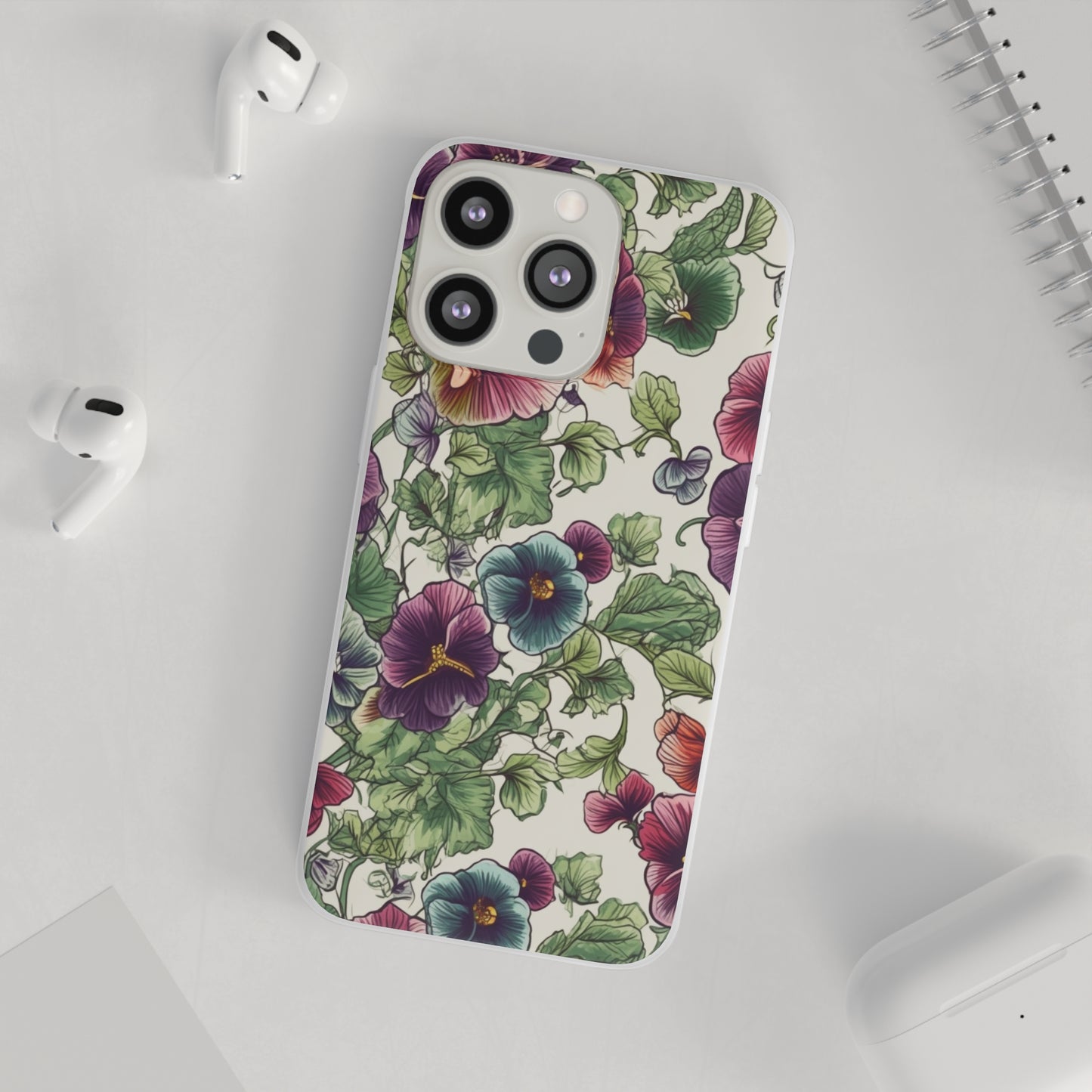 Watercolour Pansy Phone Case - Delicate Floral Elegance - Spring Collection - Flexi Cases Phone Case Pattern Symphony iPhone 13 Pro with gift packaging  